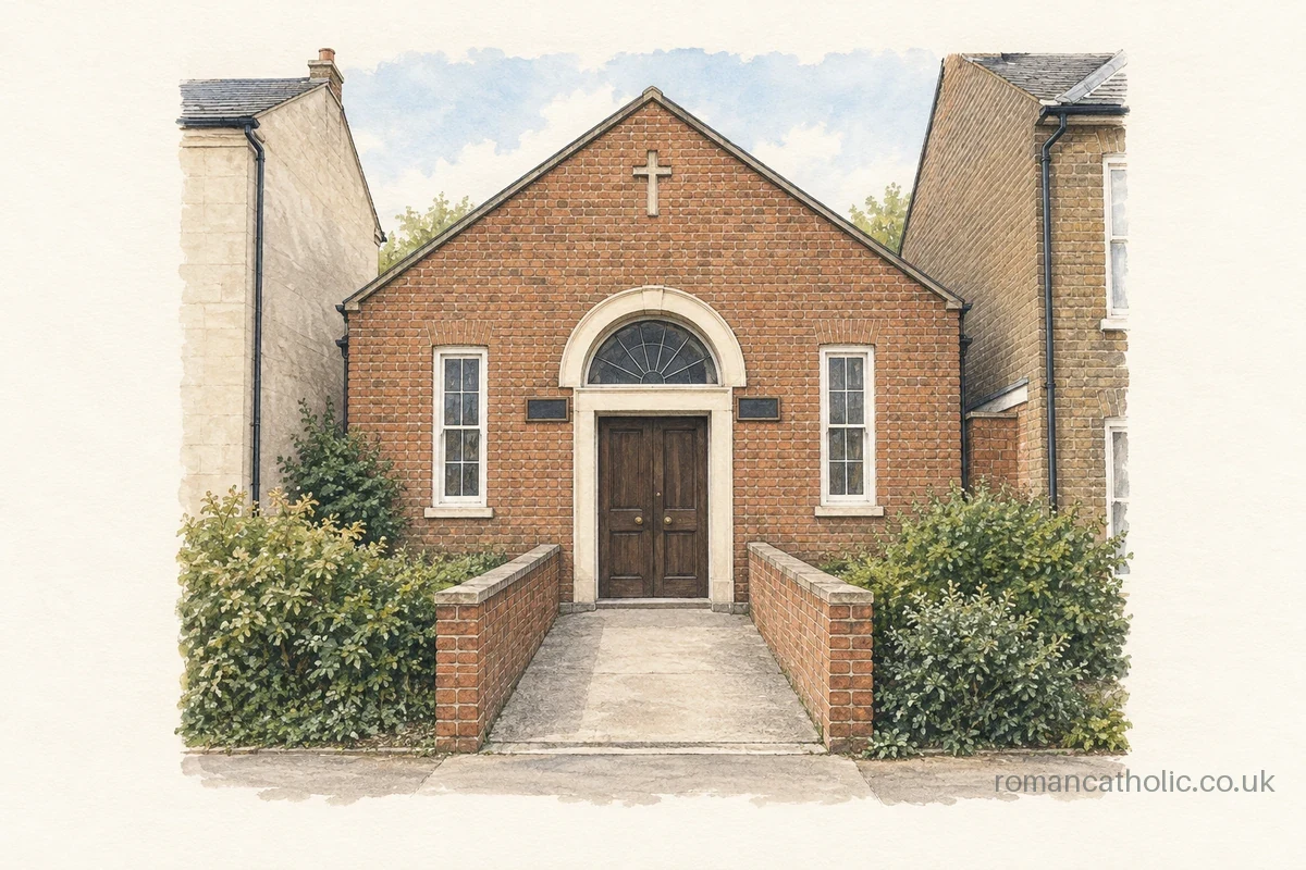 Blessed William Richardson in Kiveton Park, a small brick chapel with arched fanlight and narrow approach.