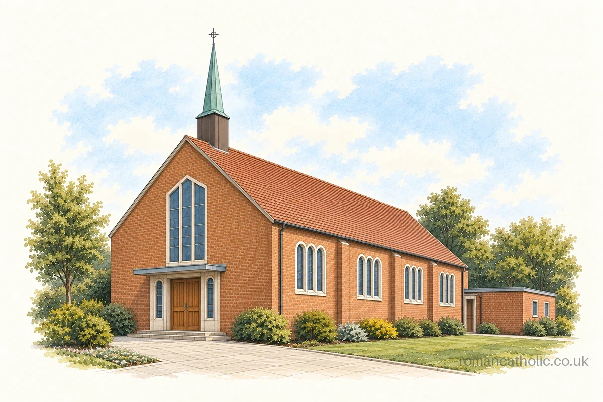 St Bede, Croxley Green, with its slim copper spire and pointed front window.