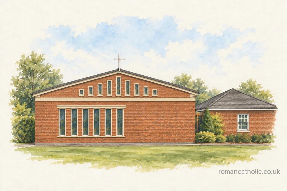 Architectural illustration of Church of St. Saint Barbara, Mansfield.