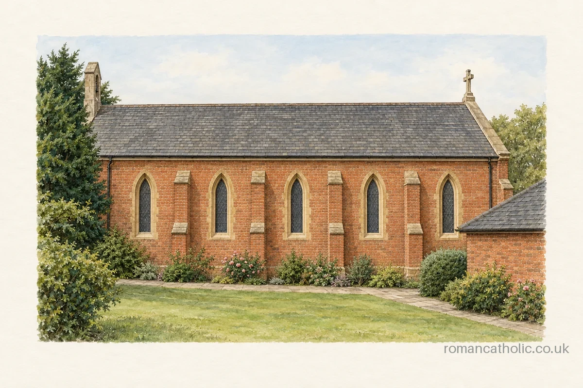 Our Lady and St Michael Shipston-on-Stour, a small brick chapel with pointed lancets.