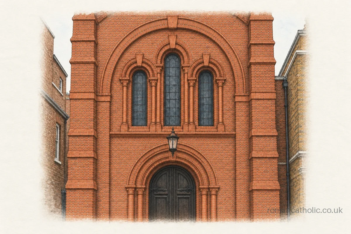 Our Lady Immaculate and St Michael, Battle, with its three round-arched facade windows.