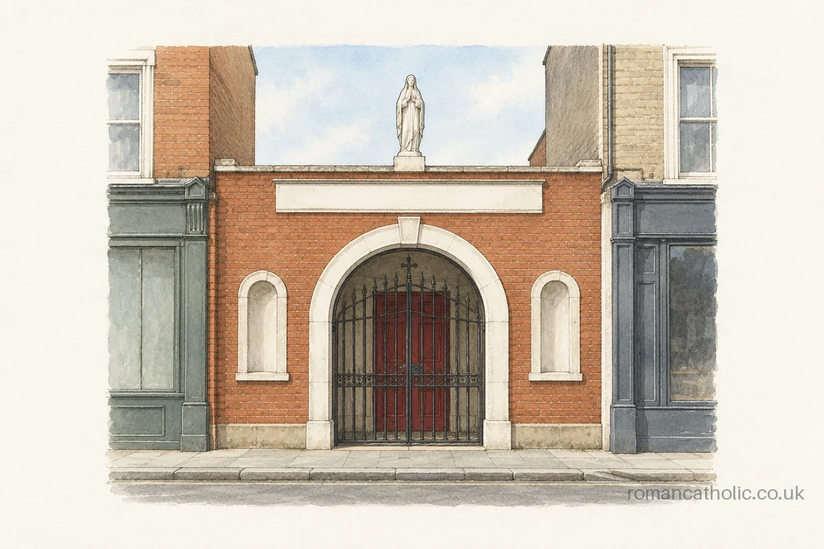 The brick arched street entrance to Our Lady Immaculate, Westbourne.