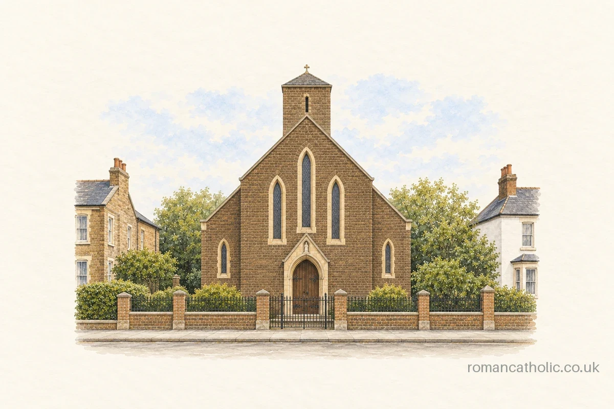 Sacred Heart of Jesus, Sittingbourne, with its stepped lancets and short central tower.