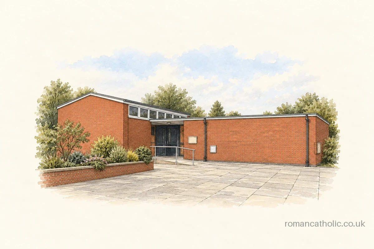 St Anne in Radcliffe-on-Trent, a low brick church with high clerestory windows.