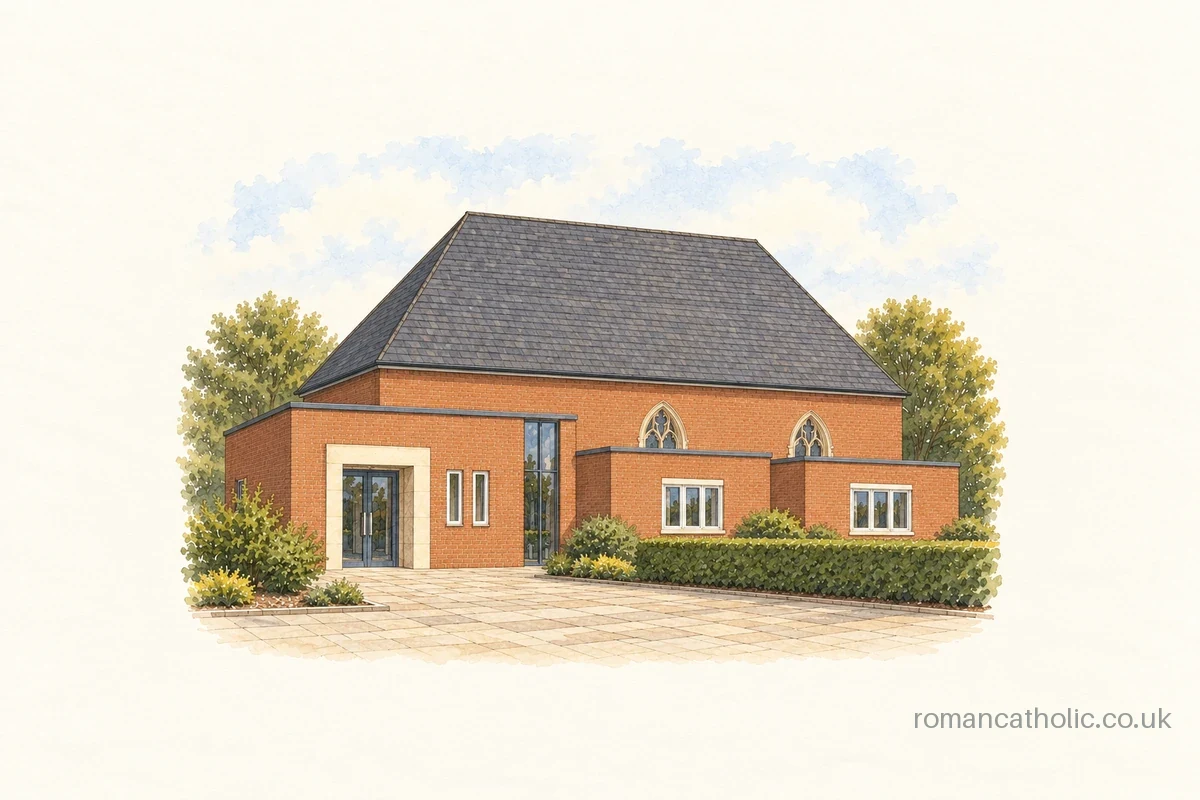 St Christopher in Cheam, with a high hipped roof behind its brick entrance range.