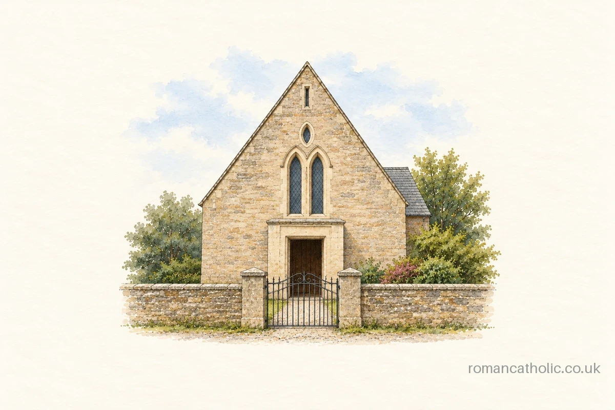 Saints John Fisher and Thomas More in Chapel-en-le-Frith, a small stone chapel with paired lancets.