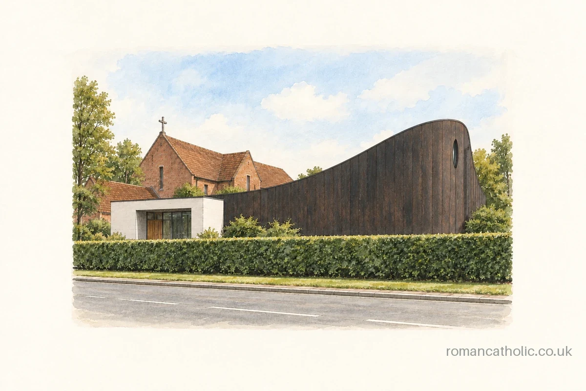 St Augustine of Canterbury in Springfield, with its curved copper-clad wall.