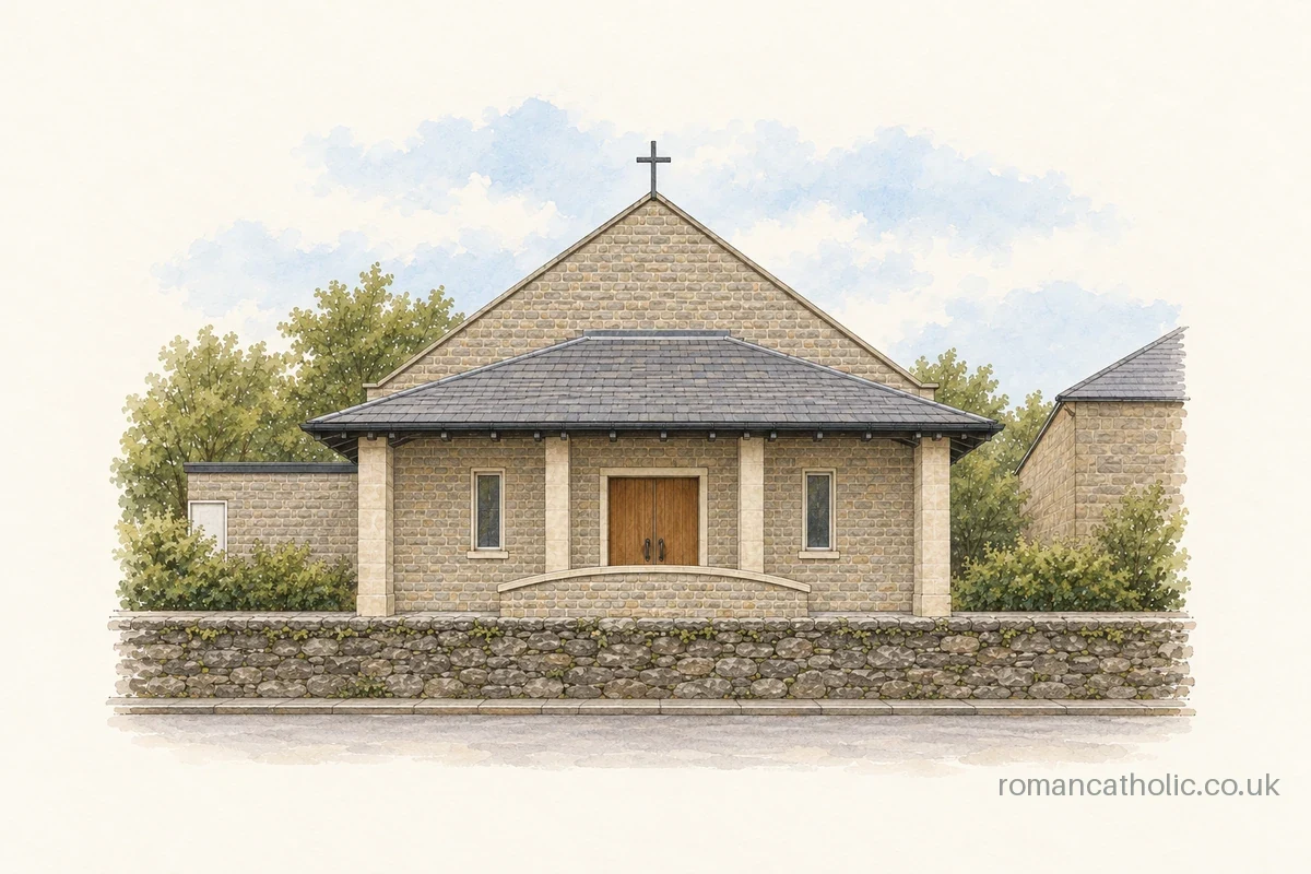 St Boniface in Bentham, a small stone church with broad slate porch roof and plain timber doors.