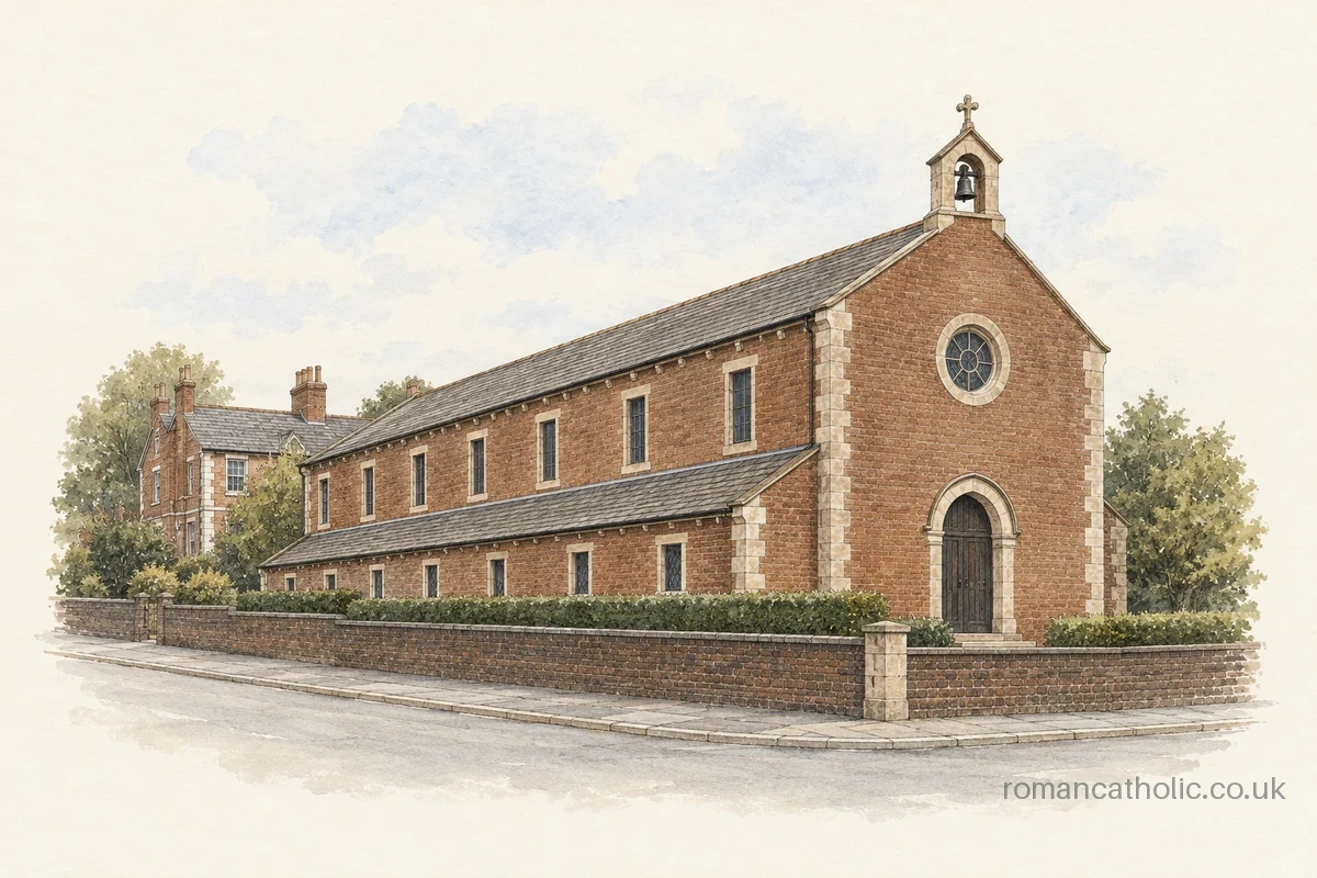 St George and St Martin in Birches Head, a long brick church with a small front bellcote.