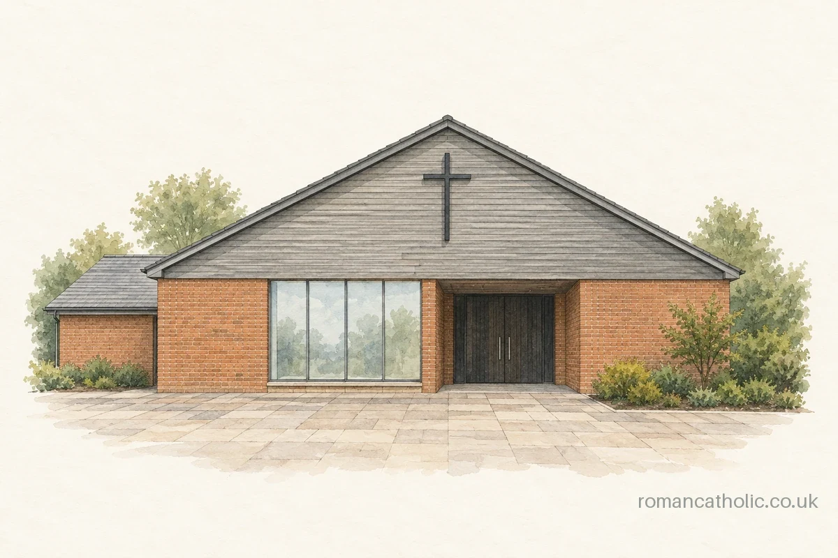 St John Payne in Greenstead, with a broad grey gable and simple cross.