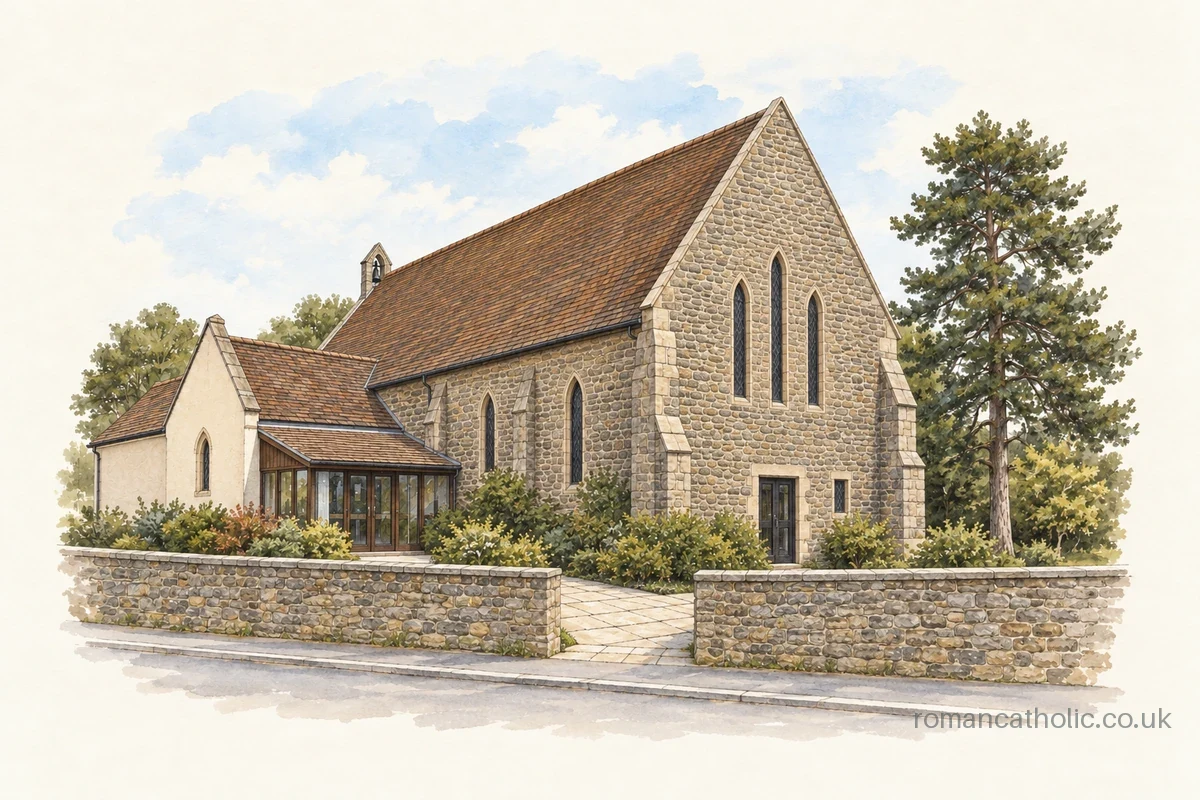 St Joseph, Portishead, with its steep tiled roof and stepped lancet windows.