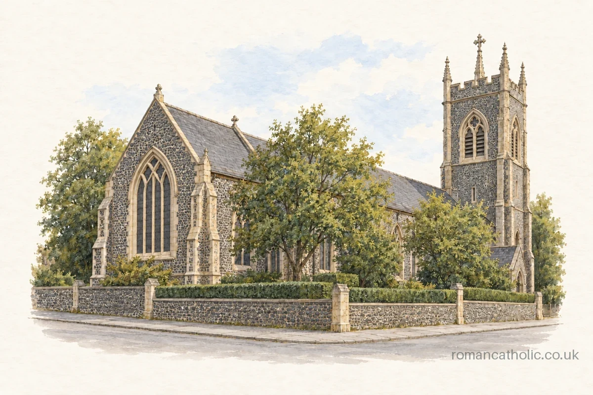 St Mary in Great Yarmouth, a flint Gothic church with a pinnacled square tower.