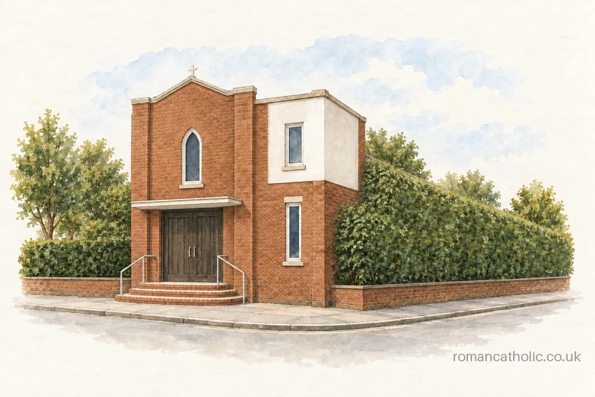 St Paul’s in Poynton, a small red-brick former cinema with cross-topped entrance front.