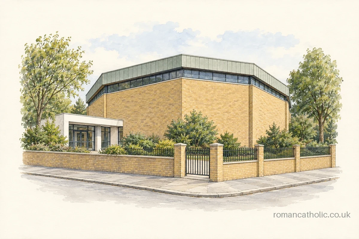 St Swithun, Yateley, with its polygonal brick walls and continuous high windows.
