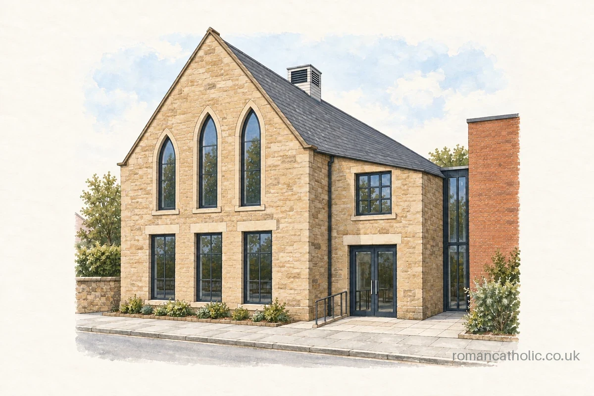Architectural illustration of St. Vincent's Mission Hub, Sheffield.